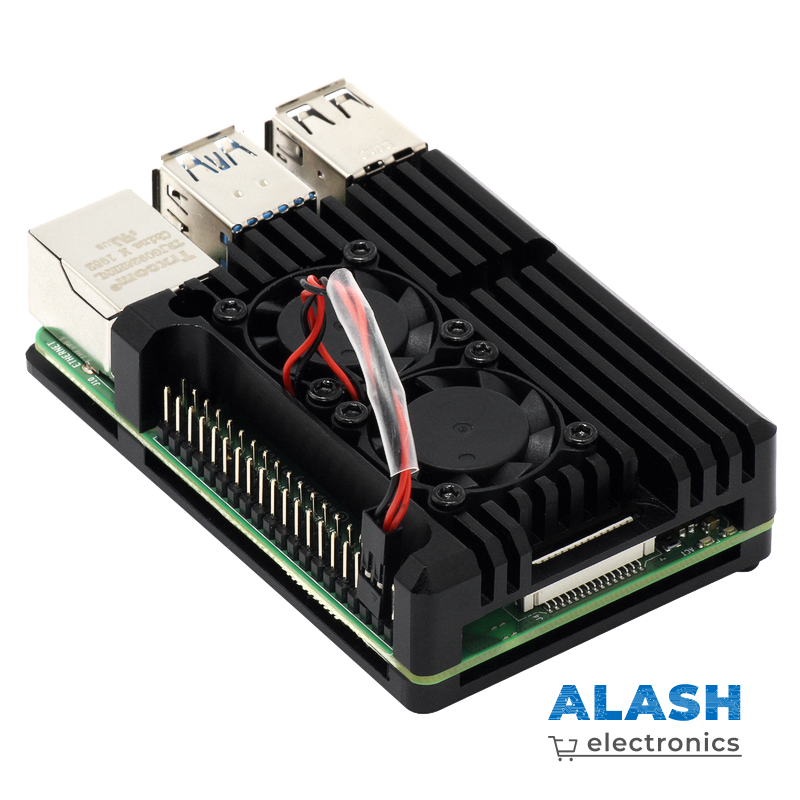 Алюминиевый корпус для Raspberry Pi 4 с двумя кулерами