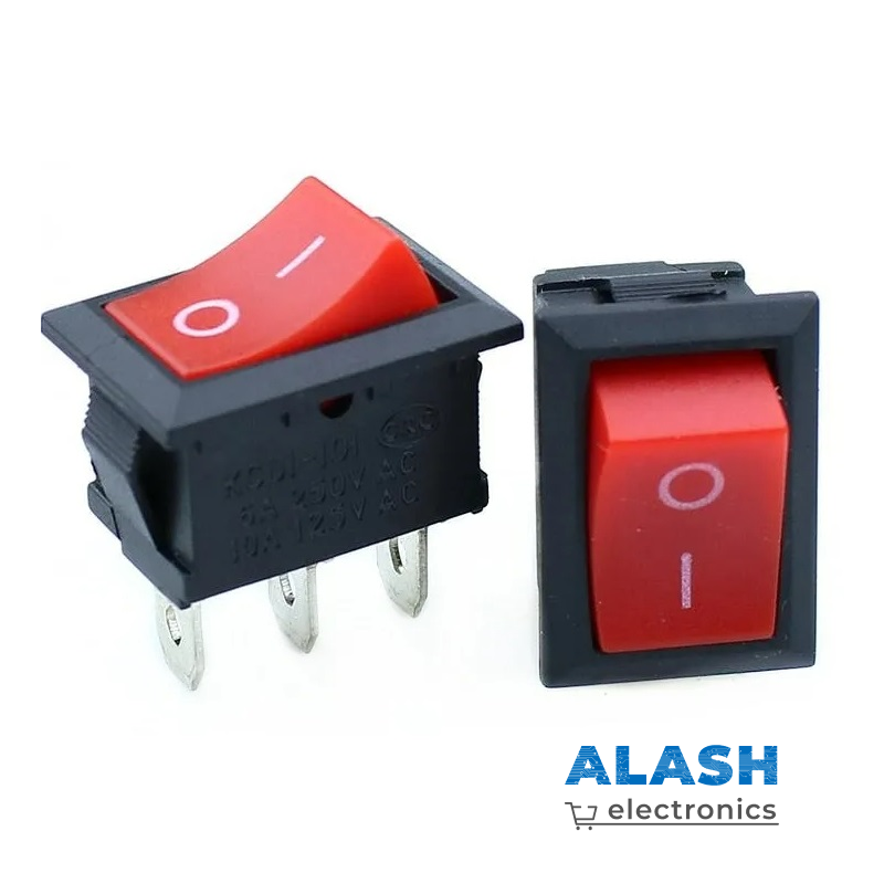 Клавишный переключатель KCD1, 21×15 мм T85 (красный, без подсветки)