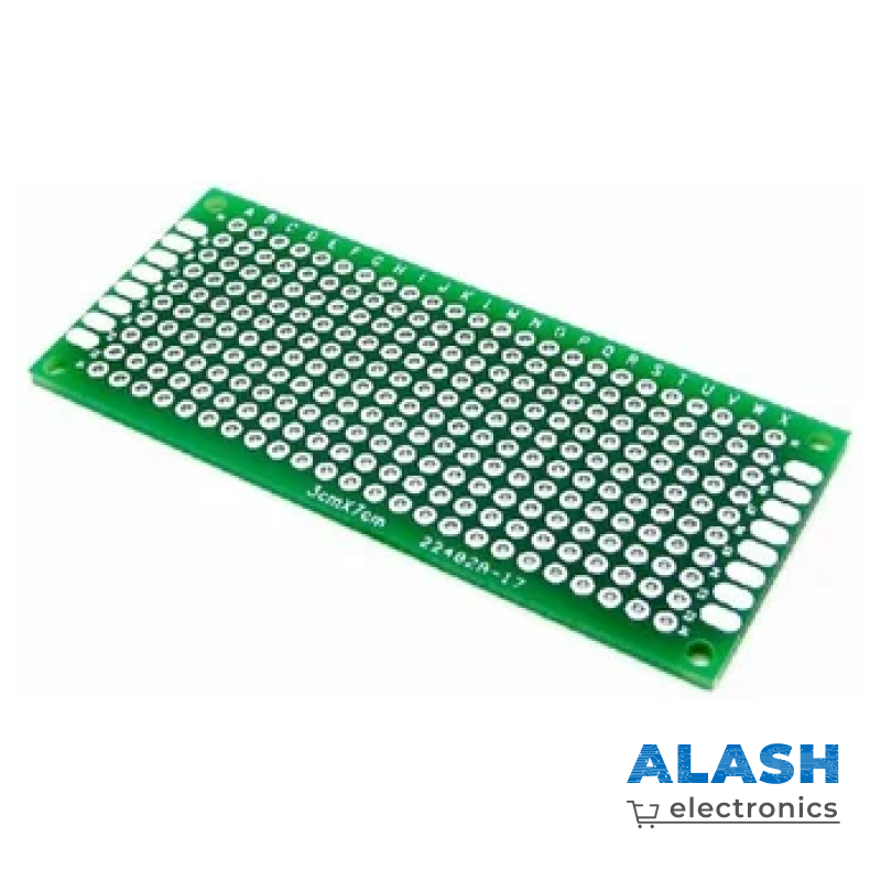 Макетная, печатная Двусторонняя монтажная плата 3x7 см, зеленая