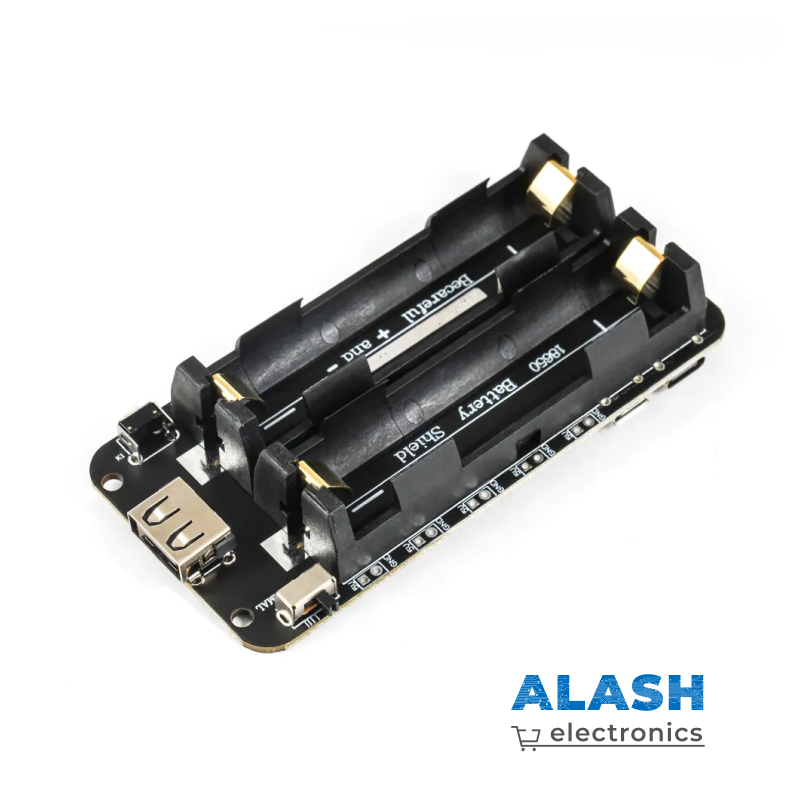 Модуль зарядки для двух Li-ion аккумуляторов 18650 с функцией питания: вход 5В 3А (Micro-USB), выход 5В 3А / 3В 1А (USB-A)