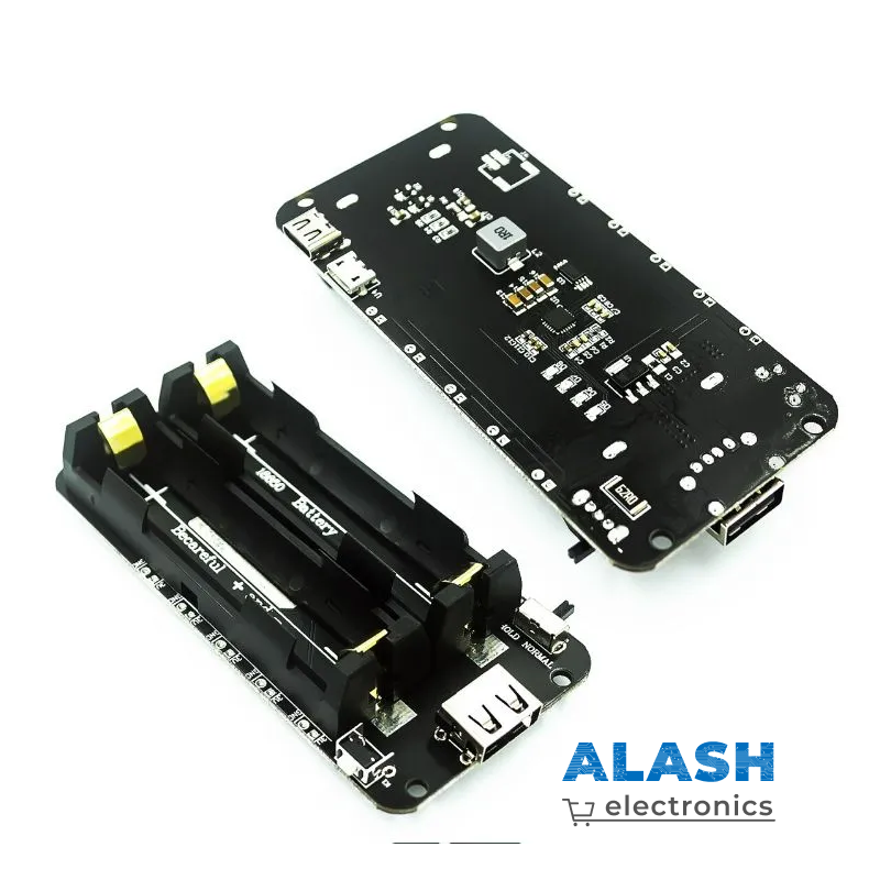 Модуль зарядки для двух Li-ion аккумуляторов 18650 с функцией питания: вход 5В 3А (Micro-USB), выход 5В 3А / 3В 1А (USB-A)