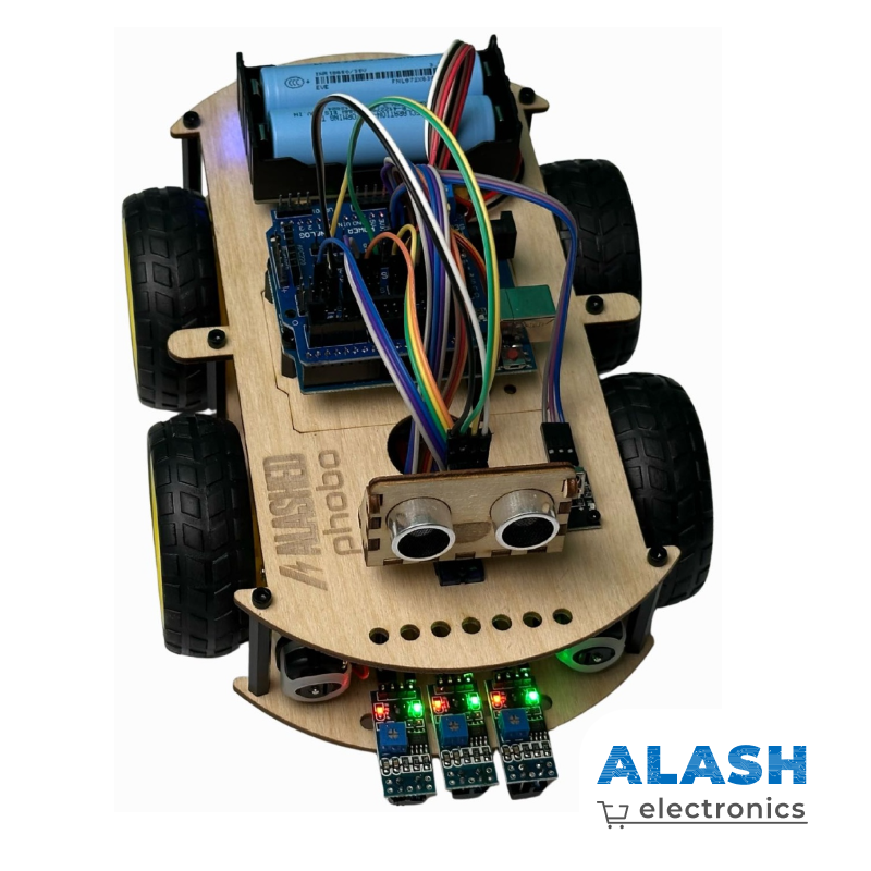 Набор для сборки колесного робота машинки Alashed Phobo Arduino 4WD BT Smart Car kit V2.0