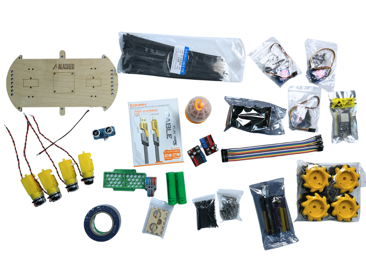 Набор для сборки колесного робота машинки Alashed Phobo ESP32 4WD BT Smart Car kit V3.0 Mecanum wheels