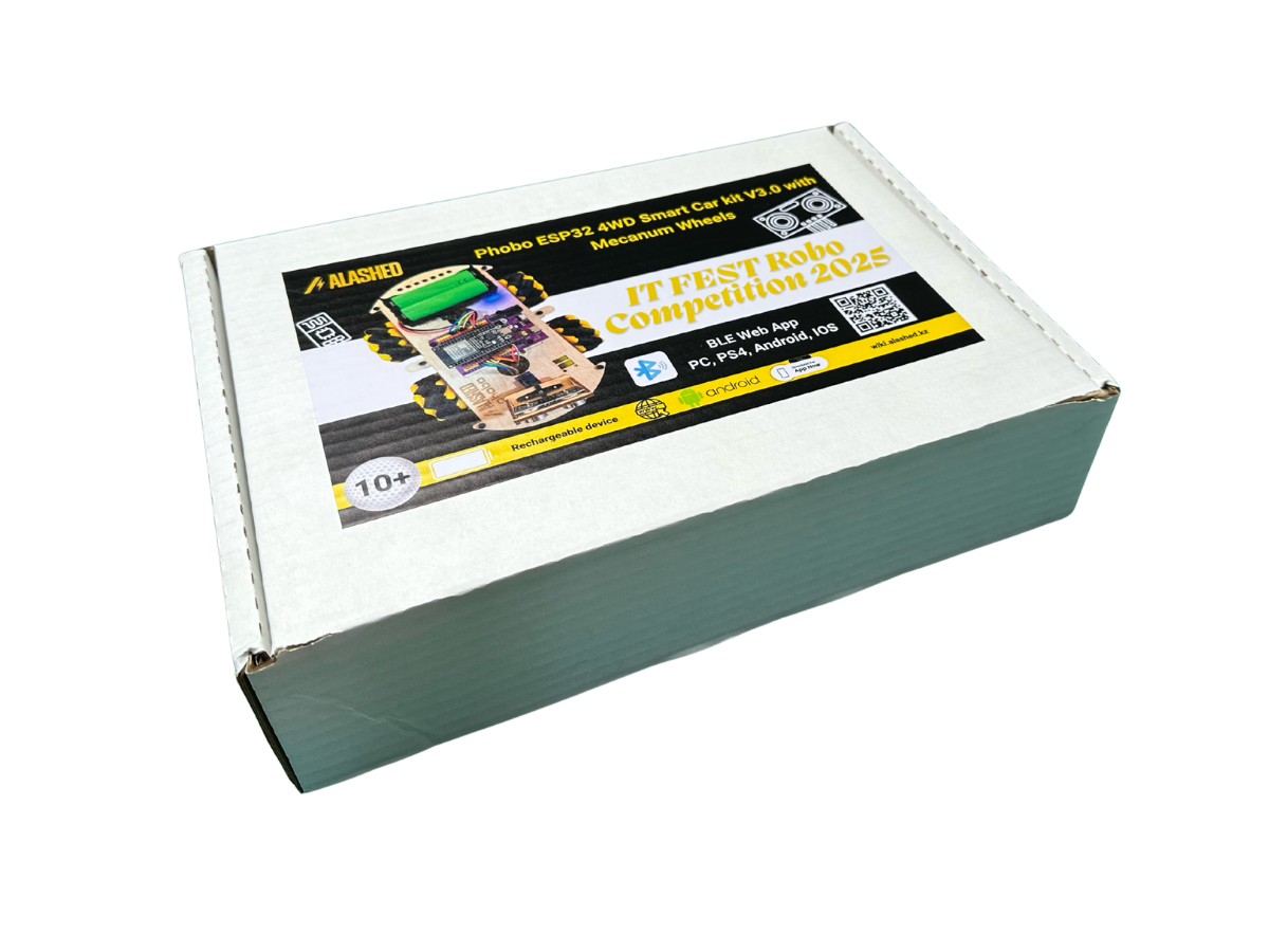 Набор для сборки колесного робота машинки Alashed Phobo ESP32 4WD BT Smart Car kit V3.0 Mecanum wheels
