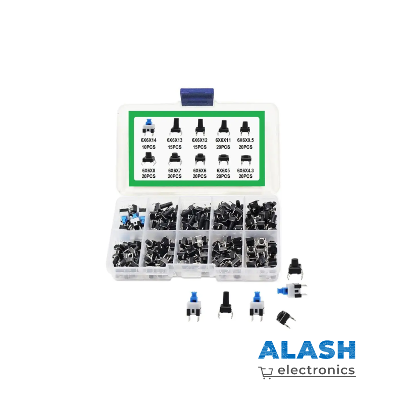 Набор тактовых кнопок 180 штук LR-180TKB разного размера для печатных плат