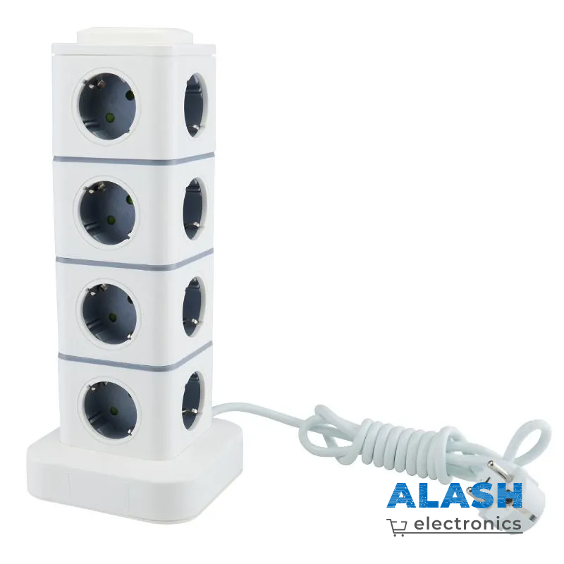 Сетевой фильтр-удлинитель башня на 16 розеток с USB — вертикальный удлинитель с защитой от перегрузки