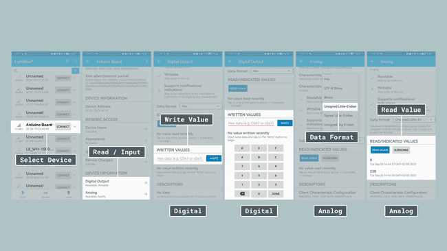 Управление платой через приложение LightBlue