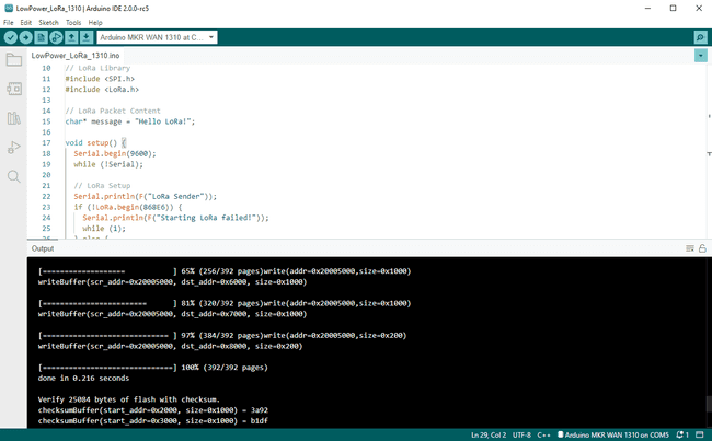 Измерение Flash-памяти в плате Arduino® на базе ARM