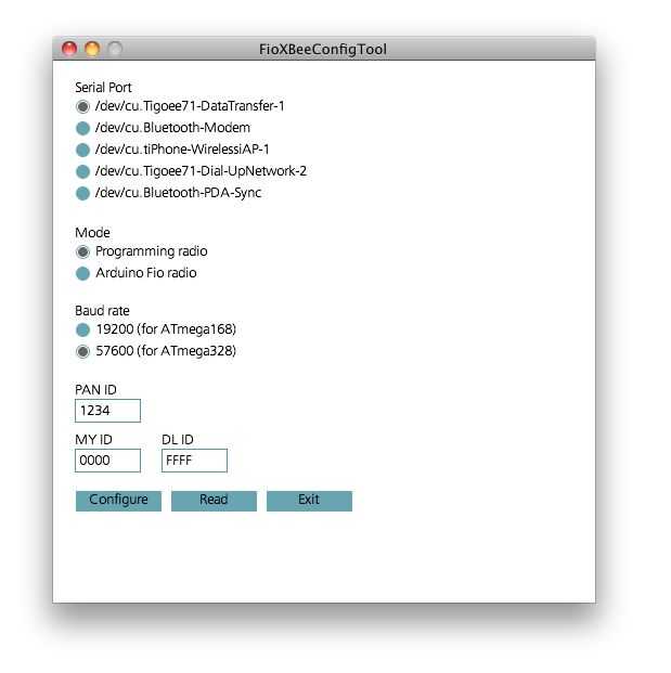 Пример настройки координатора в Fio XBee Config Tool