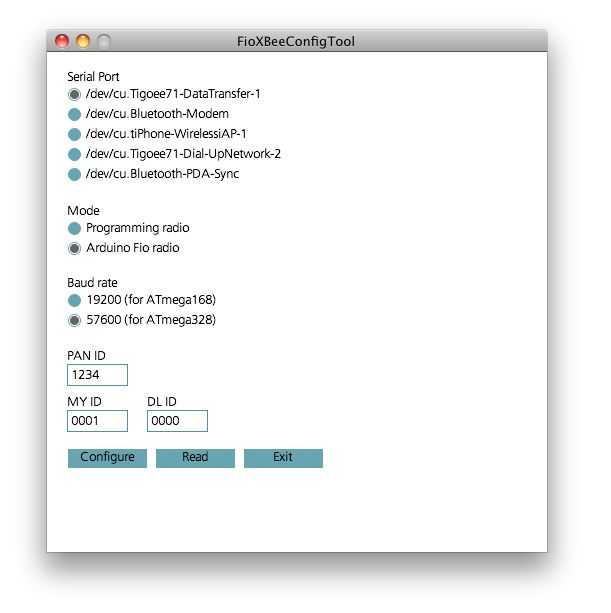 Пример настройки конечного устройства в Fio XBee Config Tool