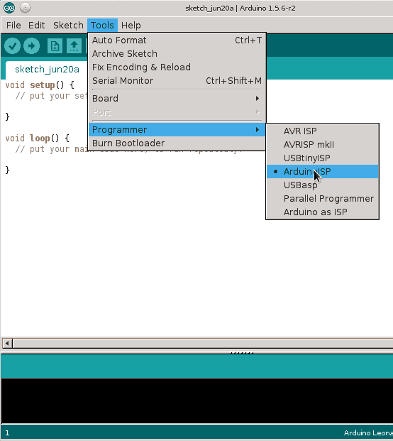 Выбор программатора в Arduino IDE