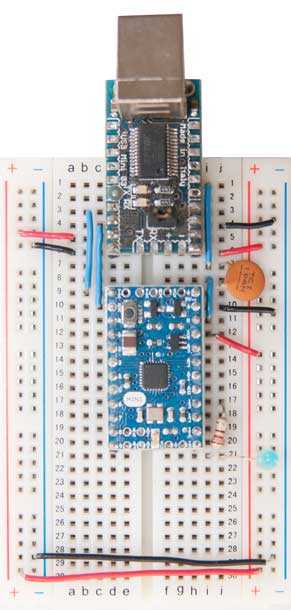 Arduino Mini на макетной плате