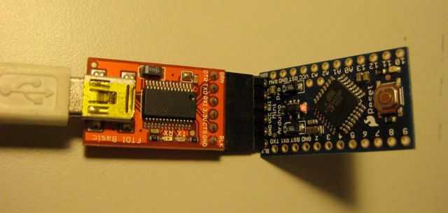 Arduino Pro Mini подключён к FTDI Breakout