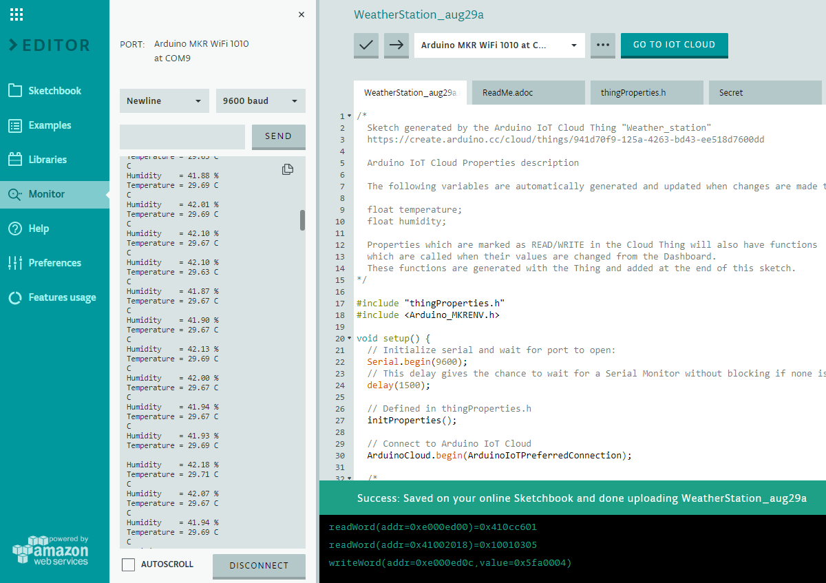 Вид Serial Monitor