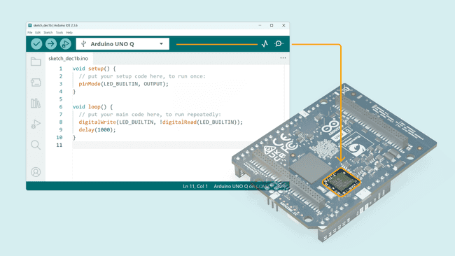 Arduino IDE + UNO Q