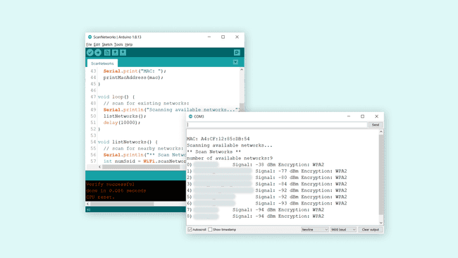 Список всех доступных сетей в Serial Monitor