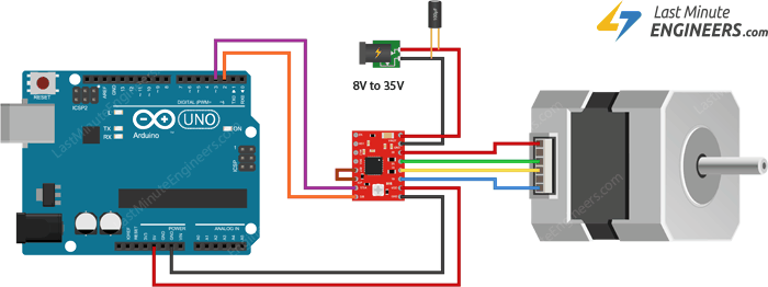 Управление шаговым двигателем с модулем драйвера A4988 и Arduino