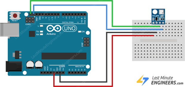 Interface BMP180 Barometric Pressure & Temperature Sensor with Arduino