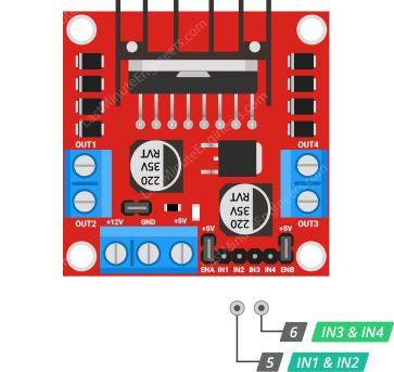 Подключение модуля драйвера двигателя L298N к Arduino