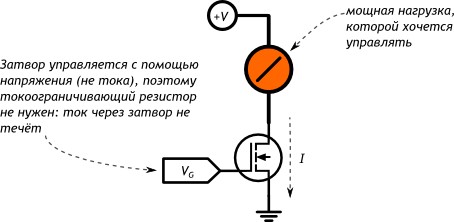 Типовая схема подключения MOSFET