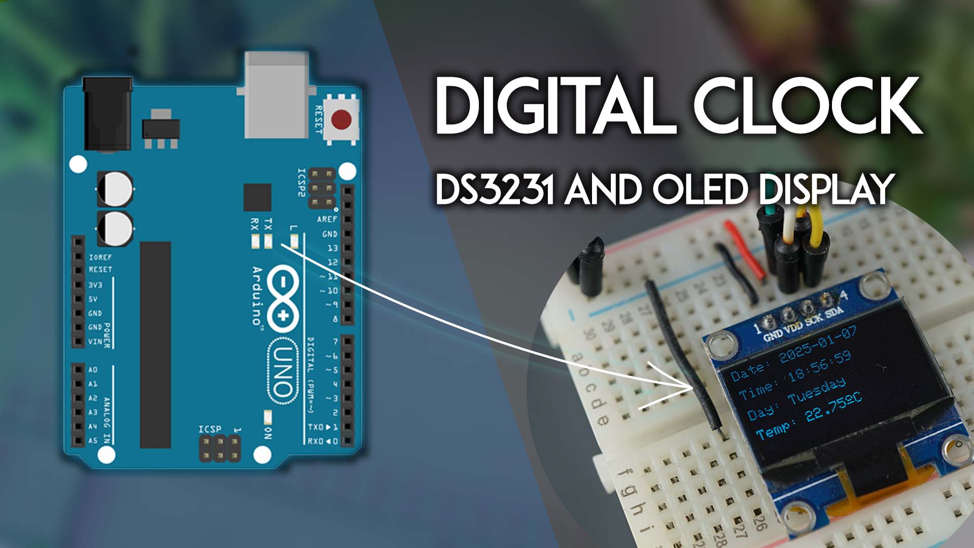 Цифровые часы Arduino с DS3231 RTC и OLED-дисплеем