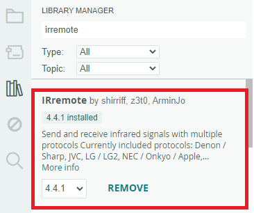 Установка библиотеки IRremote в Arduino IDE