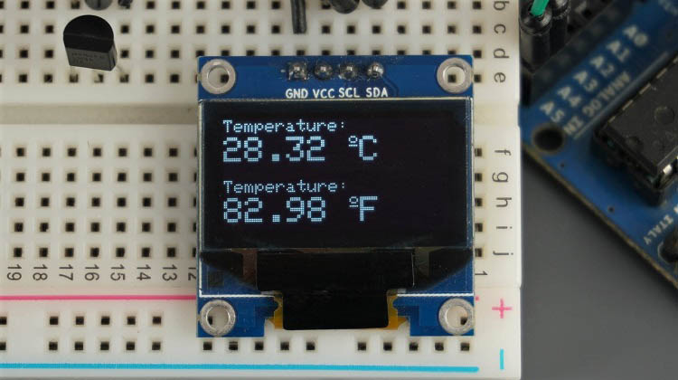 LM35 LM35DZ LM34 LM335 Arduino плата OLED-дисплей показания температуры