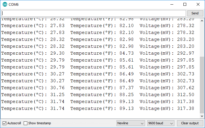 LM35/LM35DZ, LM335 и LM34 — показания температуры в мониторе порта Arduino IDE Serial Monitor