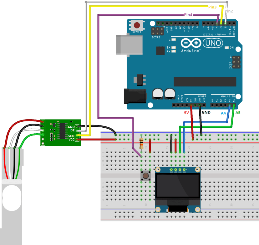 Схема подключения цифровых весов на Arduino