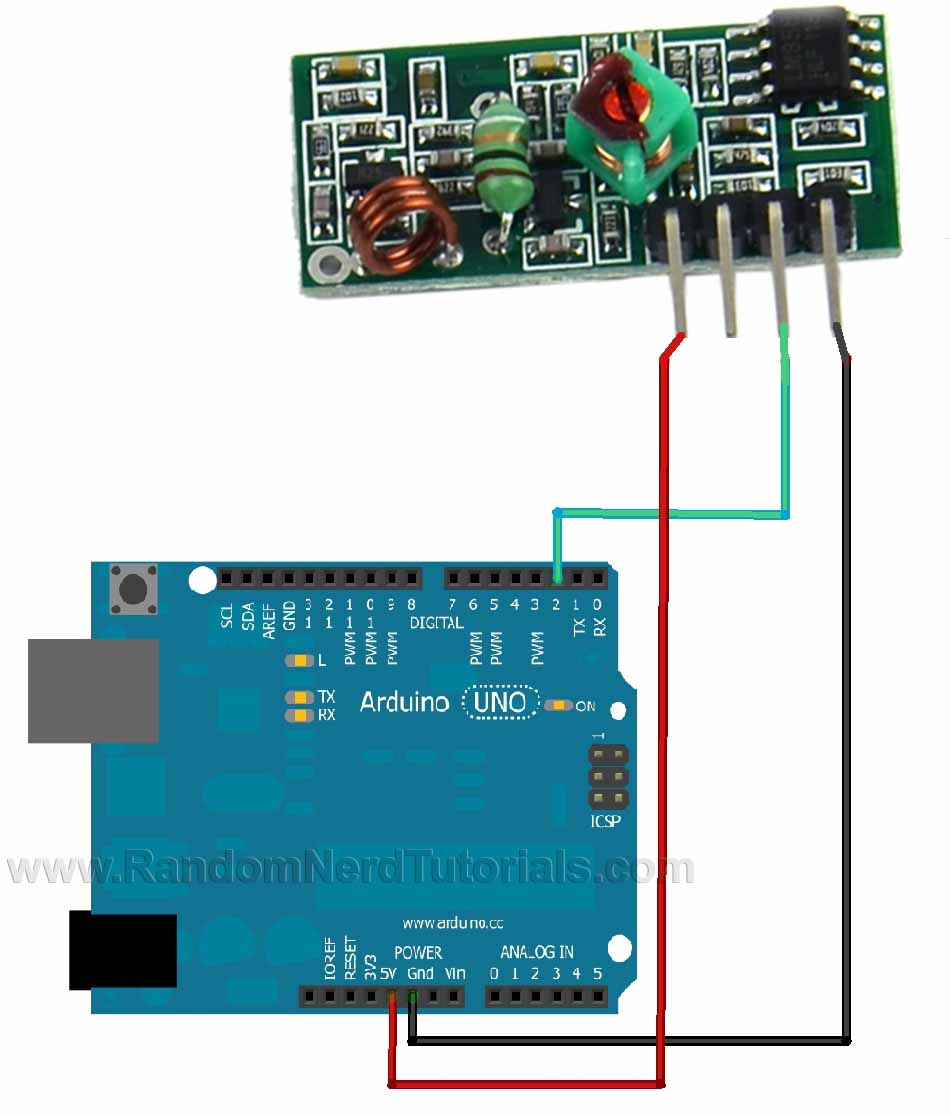 Схема приемника для Arduino с модулем 433 МГц