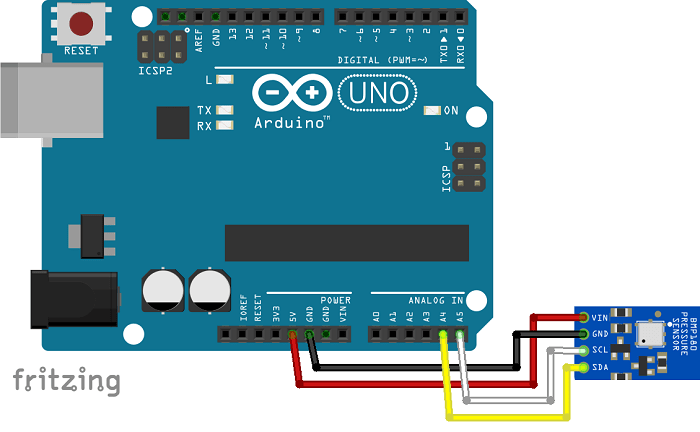 Схема подключения барометрического датчика BMP180 к Arduino