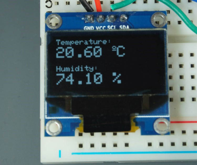 Отображение температуры и влажности DHT22 DHT11 на OLED-дисплее