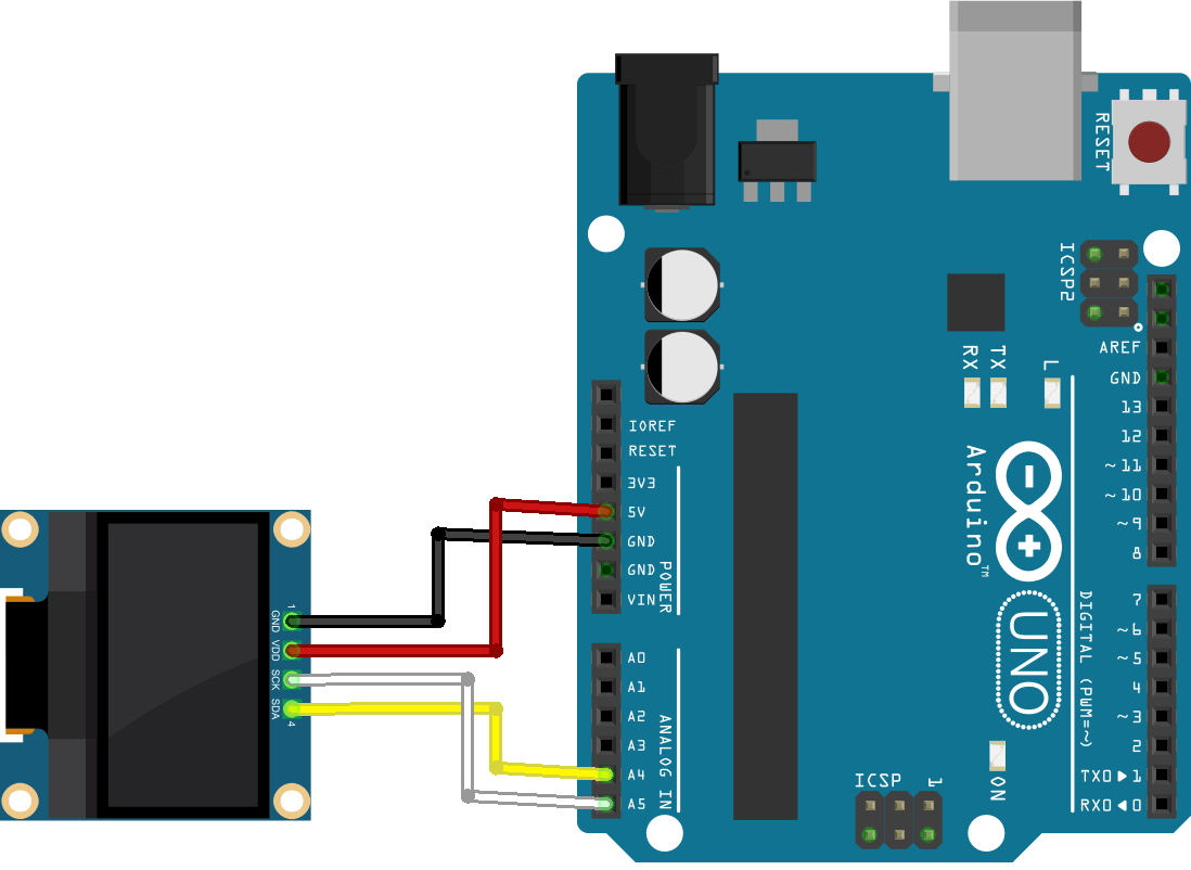 Схема подключения Arduino с OLED-дисплеем