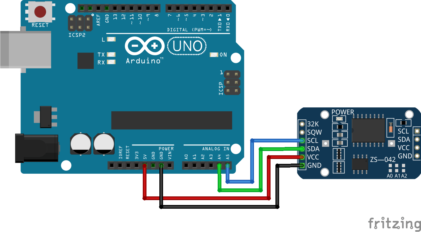 Схема подключения модуля RTC к Arduino