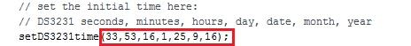Установка времени в функции setDS3231time