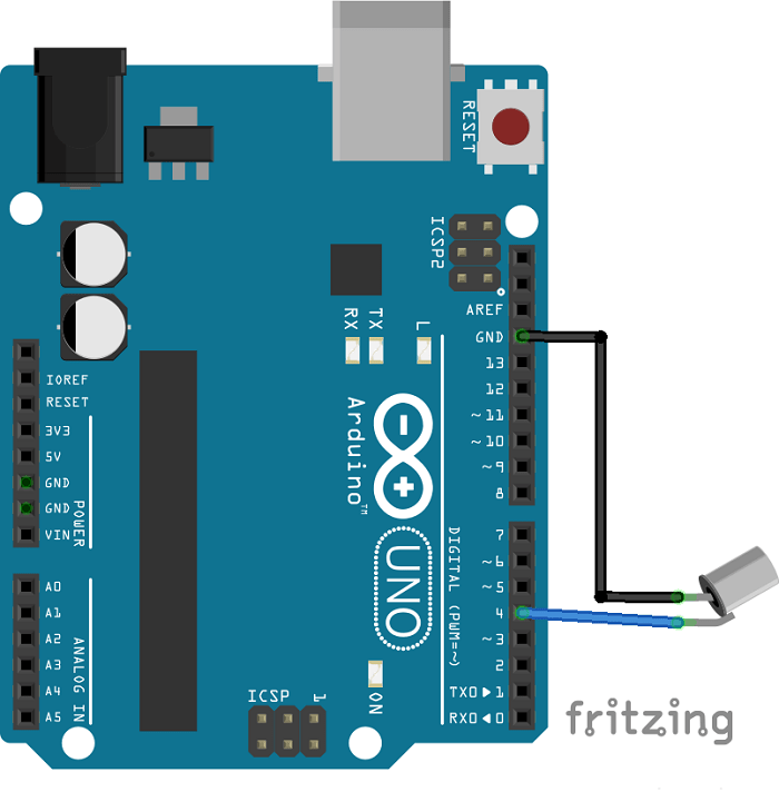 Подключение выводов датчика наклона к Arduino
