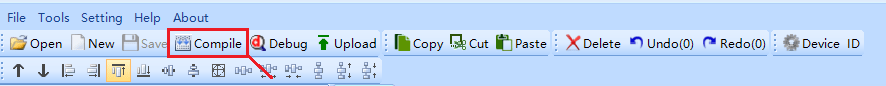 Кнопка компиляции в Nextion Editor