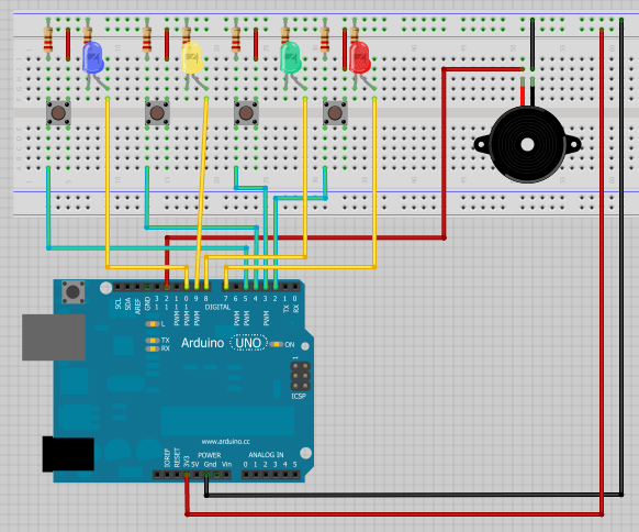 Схема подключения Memory Game для Arduino
