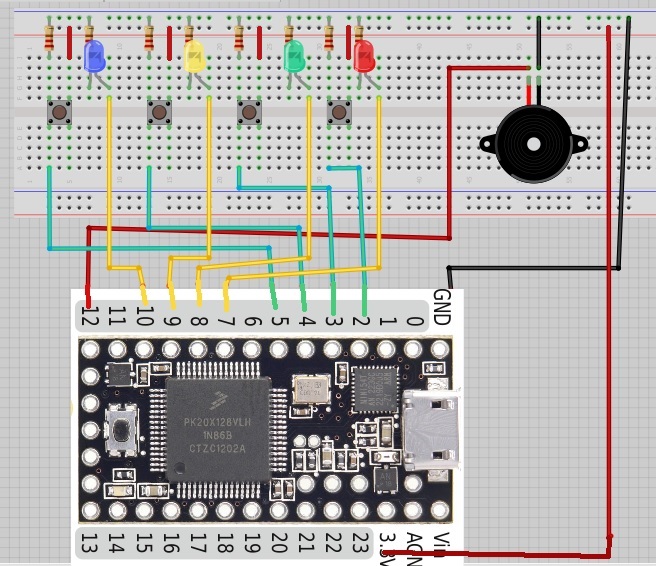 Схема подключения Memory Game для Teensy
