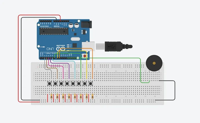 Схема подключения пианино на Arduino