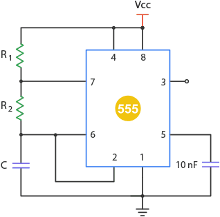 Астабильная схема на таймере 555