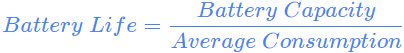 Формула продвинутого расчёта времени работы батареи