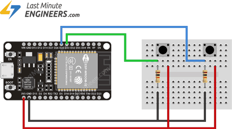 Подключение нескольких кнопок к ESP32 для внешнего источника пробуждения ext1