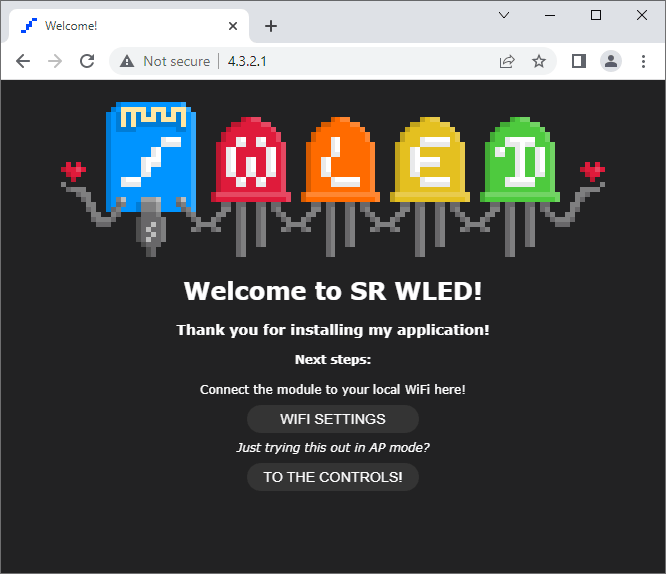 Домашняя страница точки доступа WLED SR