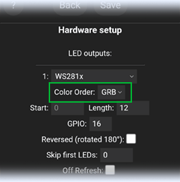 Настройка порядка цветов WLED