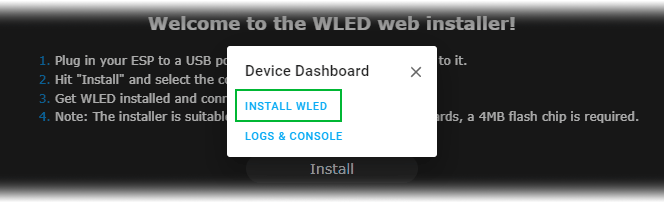 Кнопка установки WLED