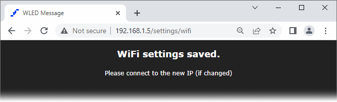 Настройки WiFi WLED сохранены