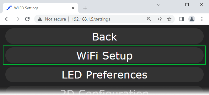Настройки WiFi WLED