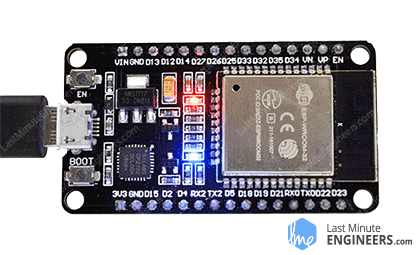 Работа скетча Blink на плате разработки ESP32 в Arduino IDE