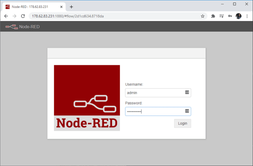Страница входа в Node-RED